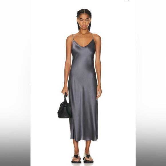 SABLYN Taylor Midi Slip Silk Dress Grey XS - Picture 1 of 8